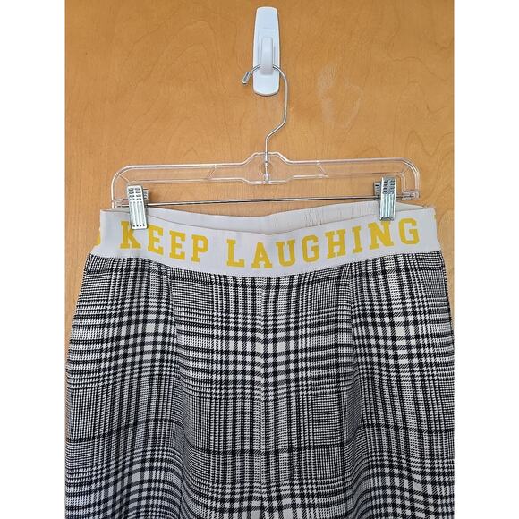 Mira Mikati Black / Cream Plaid Printed Wide Leg Pants Size 38 EU 8 US - Picture 3 of 7